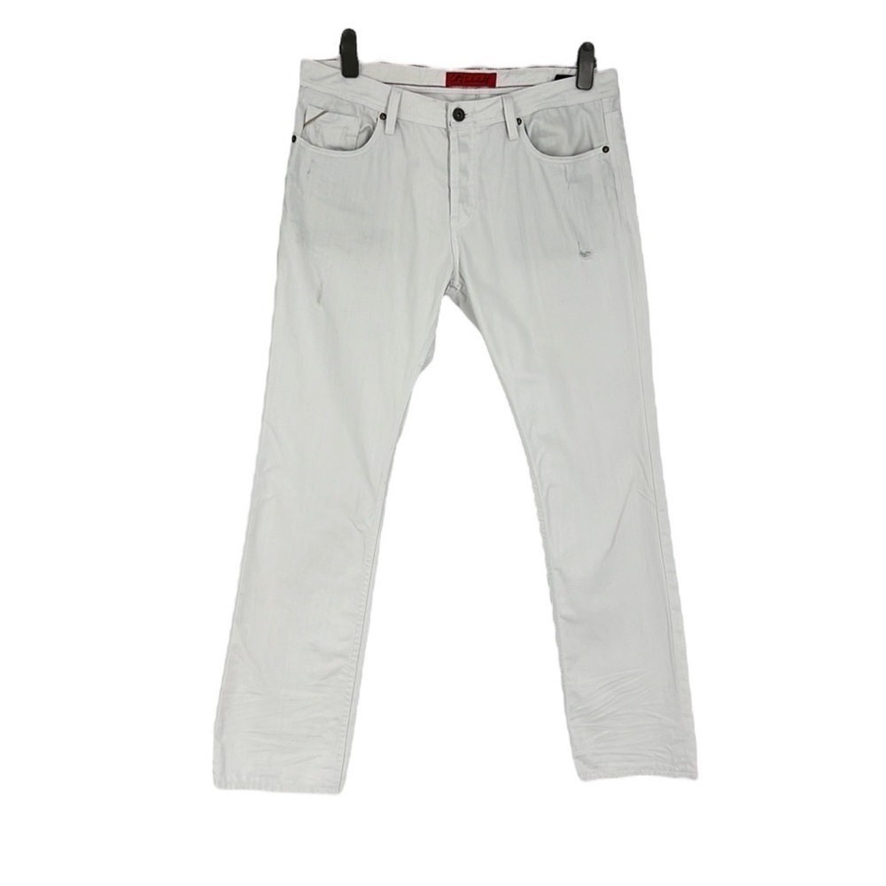 Cult of individuality rebel, straight, distressed, button fly, white SZ 38